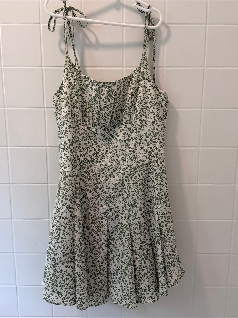 Cider Green Floral Tie-Shoulder Sundress